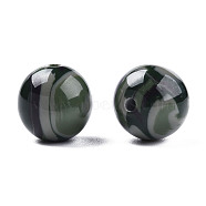 Resin Beads, Imitation Gemstone, Round, Dark Olive Green, 12x11.5mm, Hole: 1.5~3mm(RESI-N034-01-N01)