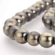 Electroplate Non-magnetic Synthetic Hematite Beads Strands, Matte Style, Round, Light Gold Plated, 8mm, Hole: 1.5mm, about 50pcs/strand, 15.7 inch(G-Q946-8mm-08)