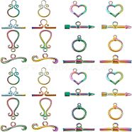 PVD Vacuum Plating 304 Stainless Steel Toggle Clasps, Mixed Shapes, Rainbow Color, 8sets/box(STAS-FH0001-17MC)