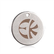 Spray Painted Stainless Steel Pendants, Flat Round with Pattern, Peru, 20x1mm, Hole: 1mm(STAS-F089-04P)