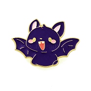 Halloween Theme Golden Alloy Brooches, Enamel Pins, Bat, 27.5x38x1.5mm(JEWB-U002-06J)