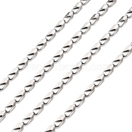304 Stainless Steel Link Chains, Soldered, with Rectangle Connector, Stainless Steel Color, 6x2.5x2mm(CHS-K002-25)