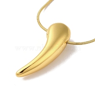 304 Stainless Steel Snake Chain Necklaces, Tusk Pendant Necklaces, Real 18K Gold Plated, 16.61 inch(42.2cm)(NJEW-I126-04G)