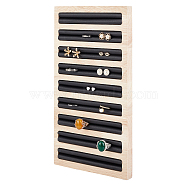 Bamboo Wood Earring Display Plates, Cover by Imitation Leather, Rectangle, Black, 28.3x15x1.7cm(EDIS-WH0016-003)