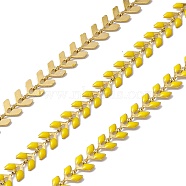 Vacuum Plating 304 Stainless Steel Cobs Chains, with Enamel, Soldered, with Spool, Golden, Yellow, 7x6x1mm(CHS-C004-01H-G)