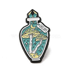 Bottle Zinc Alloy Brooches, Enamel Pins, Black, Dark Turquoise, 31x17.5x1.5mm(JEWB-O014-05B)