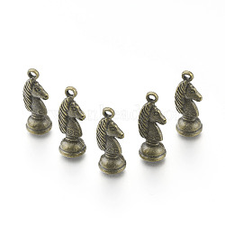 Alloy Pendants, Knight Chess Pieces, Antique Bronze, 21x8mm, Hole: 1.5mm(X-PALLOY-H201-04AB)