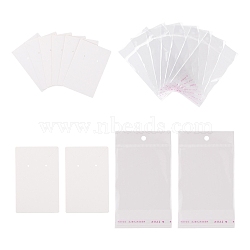 200Pcs 2 Style Cardboard Display Cards and OPP Cellophane Bags, for Necklace and Earring, White, 8x6cm, 100pcs/style(CDIS-LS0001-05A)