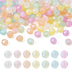 350Pcs 7 Colors Translucent Acrylic Beads, Faceted, Round, Mixed Color, 10x10mm, Hole: 1.6mm, 50pcs/color(TACR-TA0001-17)
