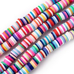 Handmade Polymer Clay Beads Strands, for DIY Jewelry Crafts Supplies, Heishi Beads, Disc/Flat Round, Mixed Color, 6x0.5~1mm, Hole: 1.8mm, about 290~320pcs/strand, 15.75 inch~16.14 inch(40~41cm)(CLAY-R089-6mm-T01B)