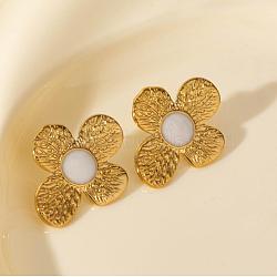 304 Stainless Steel Flower Stud Earrings, Irregular Fashion Luxury Earrings Accessories, Golden, 32x26mm(BM1412-2)