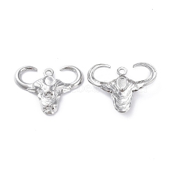 304 Stainless Steel Pendants, Cattle Head Charm, Stainless Steel Color, 20x25x4mm, Hole: 1.6mm(STAS-P324-29P)