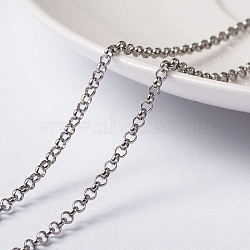 3.28 Feet 304 Stainless Steel Rolo Chains, Belcher Chains, Unwelded, Stainless Steel Color, 2x0.8mm(X-CHS-L014-12P)