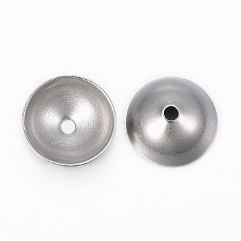 201 Stainless Steel Bead Cap, Apetalous, Stainless Steel Color, 12x5mm, Hole: 2mm