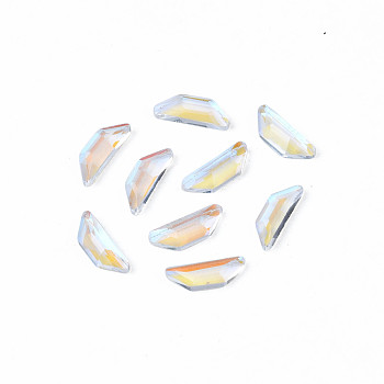 Glass Rhinestone Cabochons, Nail Art Decoration Accessories, Faceted, Trapezoid, Clear AB, 6.5x2x1mm