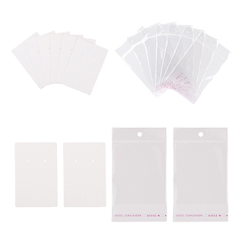 200Pcs 2 Style Cardboard Display Cards and OPP Cellophane Bags, for Necklace and Earring, White, 8x6cm, 100pcs/style