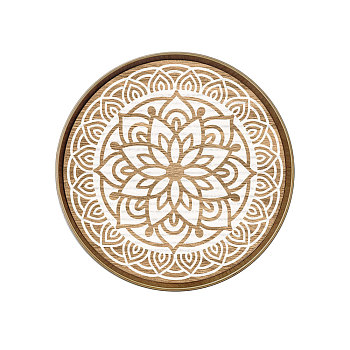 Wood Tray, Jewelry Plate, Flat Round with Flower, Flower, 300mm