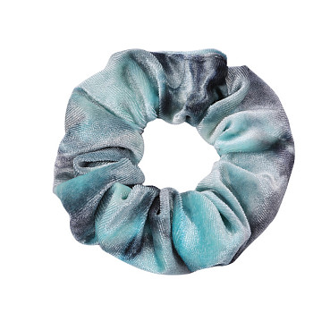 Tie Dye Cloth Elastic Hair Accessories, for Girls or Women, Scrunchie/Scrunchy Hair Ties, Pale Turquoise, 160mm