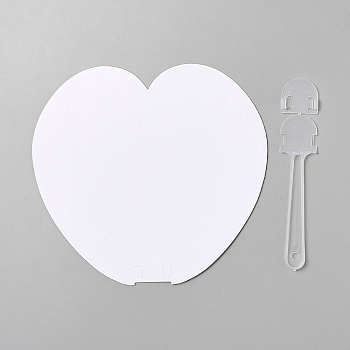 Paper Hand Held Fan, Blank Painting Fans, for Kids DIY Crafts, Heart, 245x170x3mm