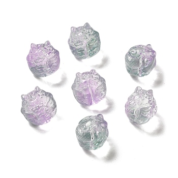 Transparent Glass Beads, Gradient Color, Dragon, Lilac, 13.5x13x12.5mm, Hole: 1mm