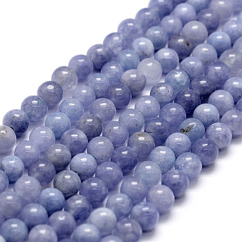 Natural White Jade Imitation Aquamarine Beads Strands, Round, Dyed, Medium Purple, 6mm, Hole: 1mm, about 64pcs/strand, 15.1 inch