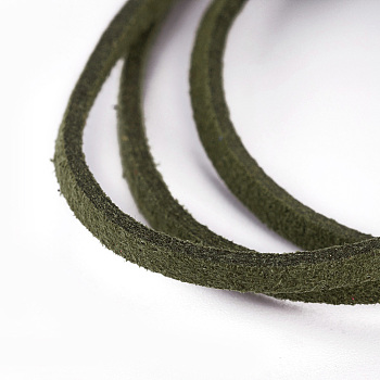 Flat Faux Suede Cord, Faux Suede Lace, Dark Olive Green, 2.5x1.5mm, about 5.46 yards(5m)/strand