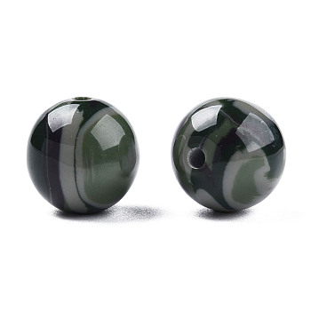 Resin Beads, Imitation Gemstone, Round, Dark Olive Green, 12x11.5mm, Hole: 1.5~3mm