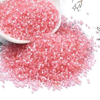 Imitation Cat Eyes Glass Seed Beads, Dyed, Cylinder, Pale Violet Red, 1.6x1.3mm, Hole: 0.8mm, about 60000pcs/pound