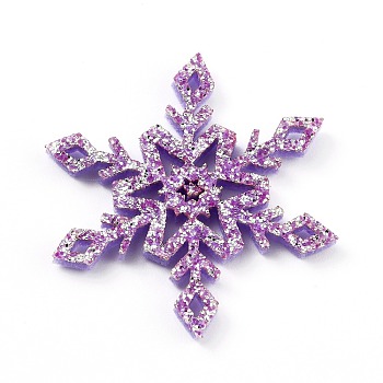Snowflake Felt Fabric Christmas Theme Decorate, with Glitter Gold Powder, for Kids DIY Hair Clips Make, Dark Orchid, 4.15x3.65x0.25cm