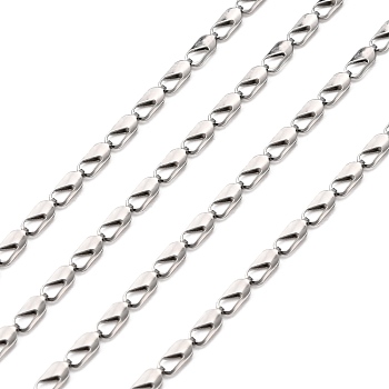 304 Stainless Steel Link Chains, Soldered, with Rectangle Connector, Stainless Steel Color, 6x2.5x2mm