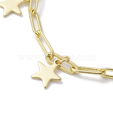 bracelets à breloques dorés en acier inoxydable 304 avec chaînes à trombones en laiton(BJEW-JB10031)-5