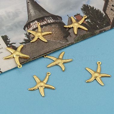Brass Starfish/Sea Stars Pendants(X-KK-L134-11G)-6