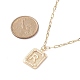 Brass Rectangle with Initial Letter Pendant Necklace with Paperclip Chains for Men Women(NJEW-JN04007)-6