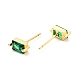 Green Cubic Zirconia Rectangle Stud Earrings(EJEW-G297-19G)-2