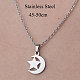 201 Stainless Steel Moon with Star Pendant Necklace(NJEW-OY001-31)-3
