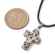 Natural Dalmatian Jasper Cross Pendant Necklaces(NJEW-JN04624-04)-3