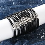 Mixed Braided Leather Cord Bracelets, with 304 Stainless Steel Magnetic Clasps, Black, 200x6mm(BJEW-I199-M)