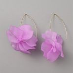 Acrylic Flower Dangle Earrings, Golden 304 Stainless Steel Long Drop Earrings for Women, Orchid, 78.5mm, Pin: 0.8mm(EJEW-WH0009-30C)