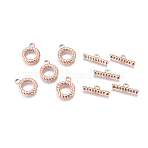 Ion Plating(IP) 304 Stainless Steel Toggle Clasps, for DIY Jewelry Making, Rose Gold, Ring: 19x15x3mm, Hole: 2.5mm, Inner Diameter: 9mm, Bar: 21x6.5x3mm, hole: 2mm(STAS-F241-08-RG)