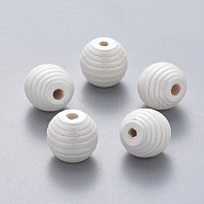 Painted Natural Wood Beehive European Beads, Large Hole Beads, Round, Creamy White, 18x17mm, Hole: 4.5mm(WOOD-Q040-019A-B03)
