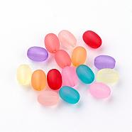 Transparent Acrylic Beads, Frosted, Oval, Mixed Color, 10~10.5x7~7.5mm, Hole: 1.5mm, about 1300pcs/500g.(FACR-S046-M)