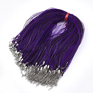 Waxed Cord and Organza Ribbon Necklace Making, with Iron Lobster Claw Clasps, Platinum, Dark Violet, 17.6 inch~17.8 inch(45~45.5cm), 7mm(NCOR-T002-193)