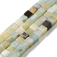 Natural Flower Amazonite Beads Strands, Cube, 3~3.5x3~3.5x3~3.5mm, Hole: 0.8mm, about 110pcs/strand, 14.96 inch(38cm)(G-C129-A12-01)