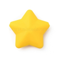 Food Grade Eco-Friendly Silicone Beads, Chewing Beads For Teethers, DIY Nursing Necklaces Making, Star, Yellow, 37.5x39.5x12.5mm, Hole: 3mm(SIL-TAC0008-01)