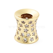 Rack Plating Brass Micro Pave Cubic Zirconia Beads, Cadmium Free & Lead Free, Long-Lasting Plated, Column with Star, Real 18K Gold Plated, 11x10mm, Hole: 4.5mm(KK-P247-16B-G)