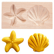 Wooden Cookie Molds, Press Molds, Starfish & Shell Shape, PeachPuff, 69x129.5x20mm(DIY-WH0304-967)