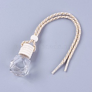 Glass Pendant Decorations, Empty Perfume Bottle, with Wooden Lid and Cotton Rope, Rhombus, PapayaWhip, 240mm(HJEW-WH0005-02)