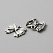 Tibetan Style Alloy Charms, Bowknot Charms, Antique Silver, 12.5x15x2mm, Hole: 1.7mm(FIND-CJC0007-70)