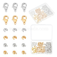 DIY Jewelry Making Finding Kit, Including Rondelle Brass Crimp Beads & Crimp Beads Covers & Lobster Claw Clasps, Mixed Color, 120Pcs/box(DIY-AR0003-36)