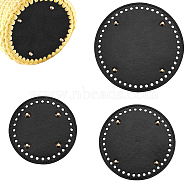 Elite 3Pcs 3 Style Imitation Leather Bag Bottom, Flat Round, Black, 1pc/style(DIY-PH0006-75A)